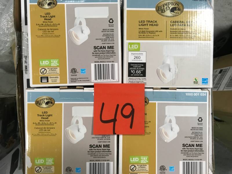 lot 49 image: Hampton Bay White Dimmable LED Gimbal Track Lighting Fixture QTY 4 not used