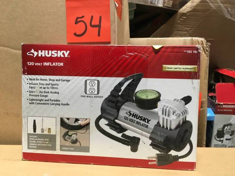 lot 54 image: Husky 120-Volt Inflator open box in like new condition