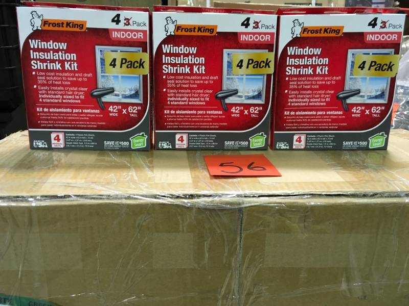 lot 56 image: Frost King EO Indoor Window Insulation Kit (4 per Pack) QTY 3 not used