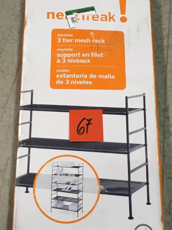 lot 67 image: neatfreak 22.5 in. H 3-Tier Mesh Shoe Shelf not used