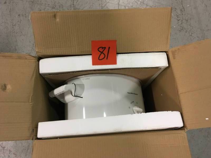 lot 81 image: Hamilton Beach 8 Qt. Slow Cooker open box in like new condition