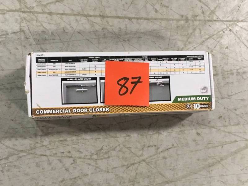 lot 87 image: Universal Hardware Medium-Duty Aluminum Commercial Door Closer not used