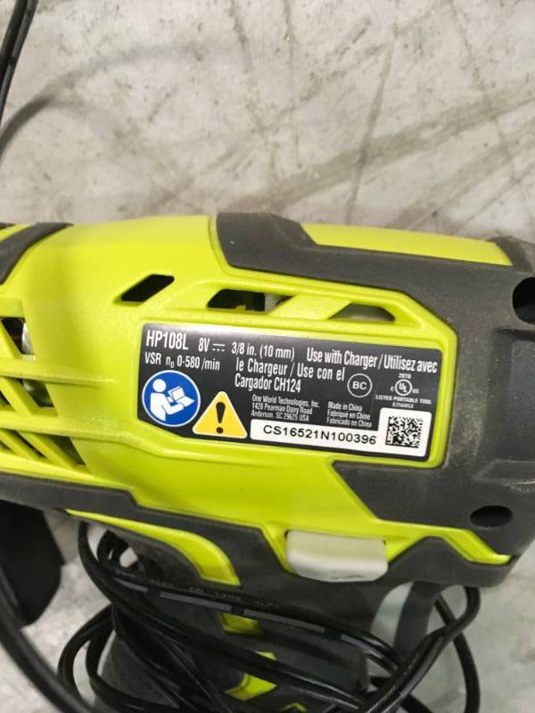 lot 90 image: Ryobi 8-Volt Lithium-Ion Cordless Drill Kit with Charger not used