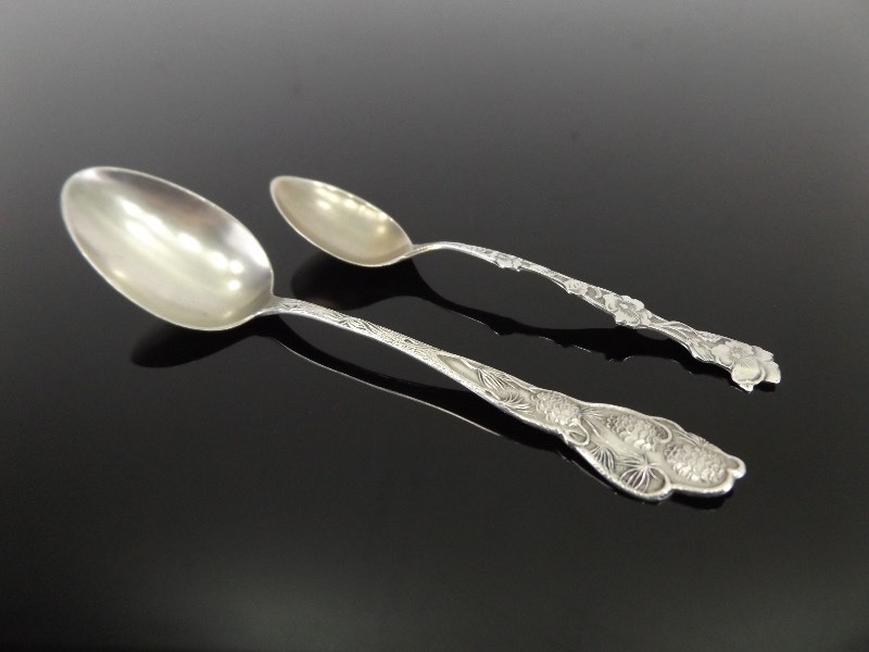 lot 7 image: 2 Antique .925 Sterling Silver Demitise Spoons