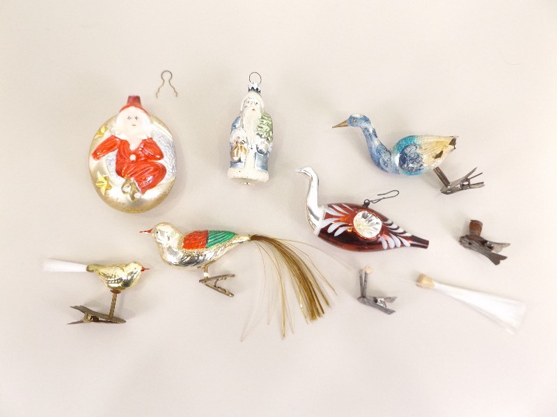 lot 36 image: Lot of Antique Germany, etc.&nbspFigural Sugar Glass Christmas Ornaments