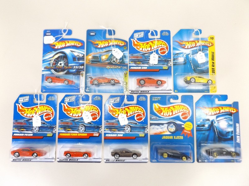 lot 46 image: Lot of 9 NEW Vintage Hot Wheels Ferraris