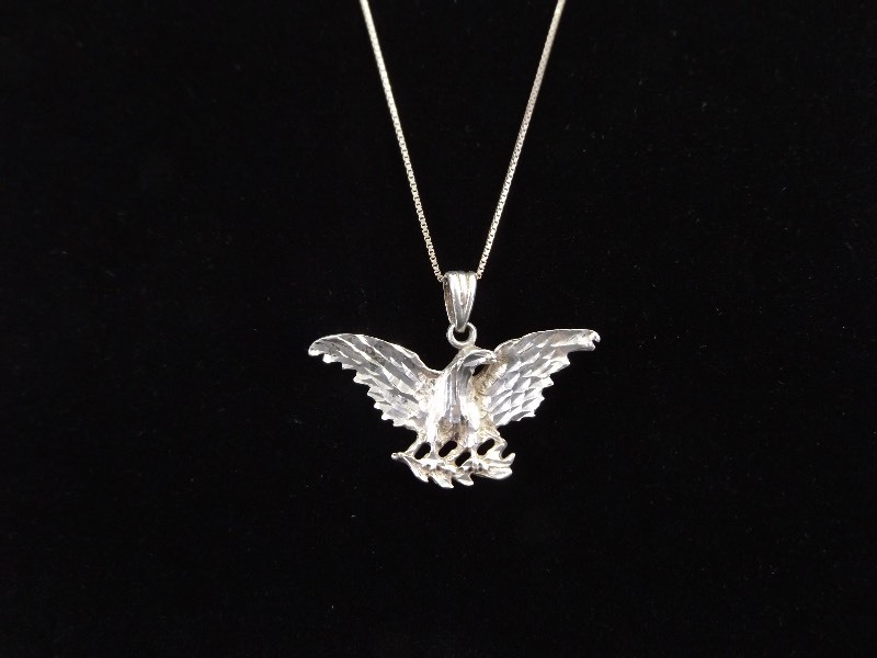 lot 54 image: .925 Sterling Silver Eagle Necklace