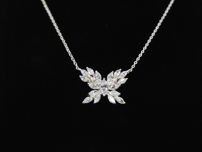 lot 57 image: .925 Sterling Silver Crystal Butterfly Necklace