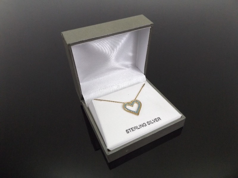 lot 59 image: .925 Sterling Silver Gold Washed Turquoise Heart Necklace