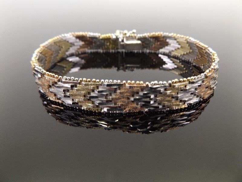 lot 75 image: .925 Sterling Silver 7.25 Tonal Weave Link Bracelet