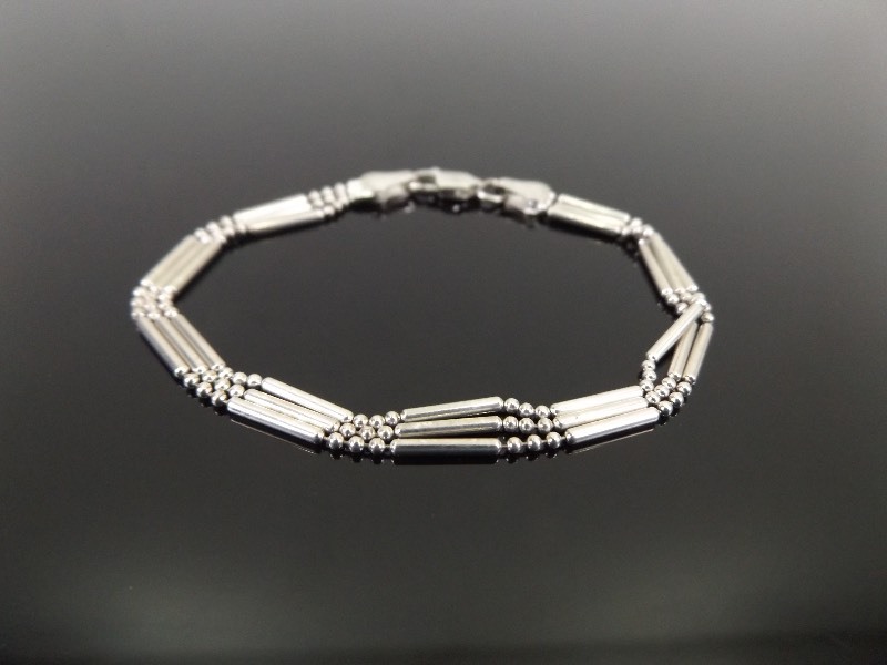 lot 80 image: .925 Sterling Silver 7 Ball Chain Bracelet