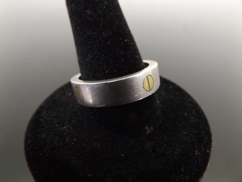lot 88 image: Vintage .925 Sterling Silver Two-Toned&nbspScrew Ring Sz 8.75