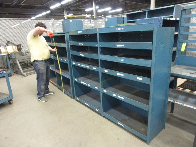 lot 56 image: STEEL PARTS BIN SHELVING UNITS