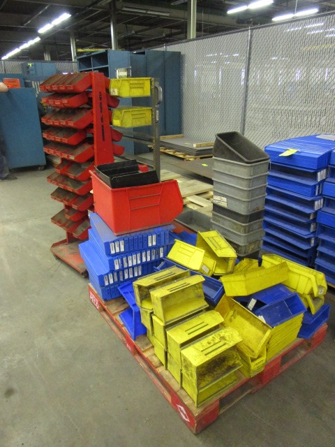 lot 114 image: ROLLING BIN RACKS WITH BINS