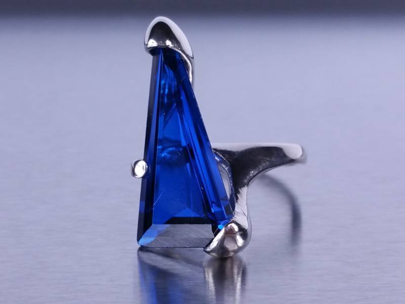 Custom Sapphire Estate Ring in White Gold