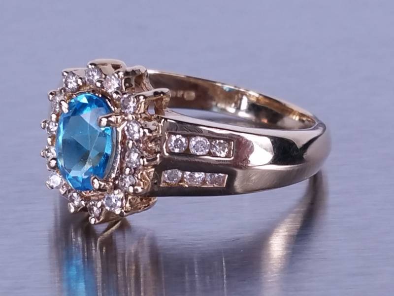 Topaz and Diamond Estate Ring - 14k