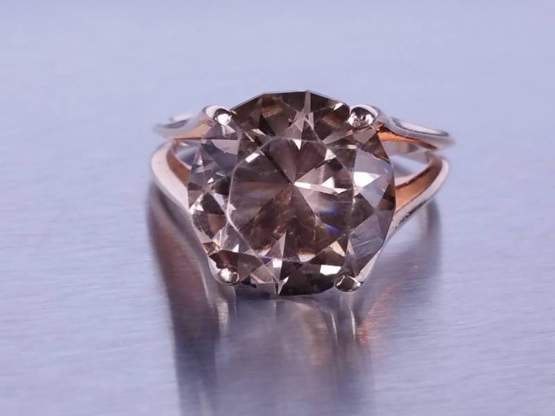 Custom Smokey Topaz Estate Ring in Yellow Gold