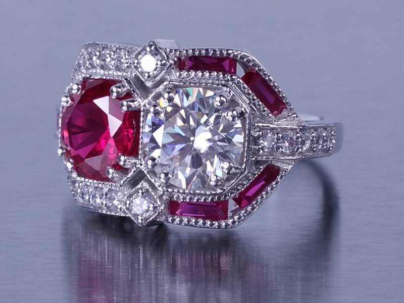 1.67 CT Art Deco Style Estate Ring 10k