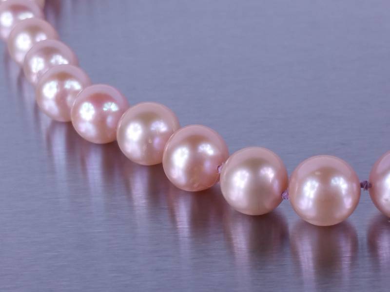 High Grade Pink Pearl Estate Necklace 14k