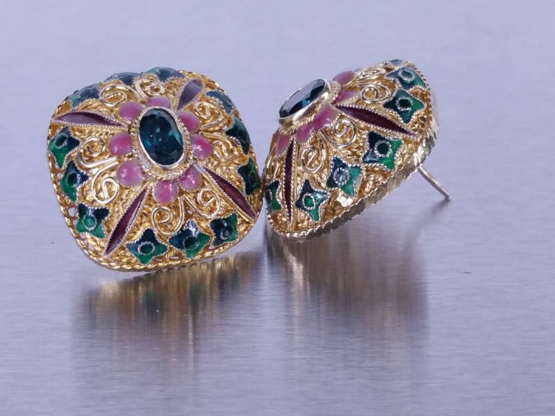Eygptian Revival Estate Earrings Sterling