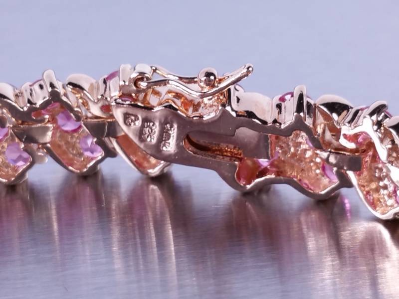 7 CT Pink Sapphire Estate Bracelet Sterling