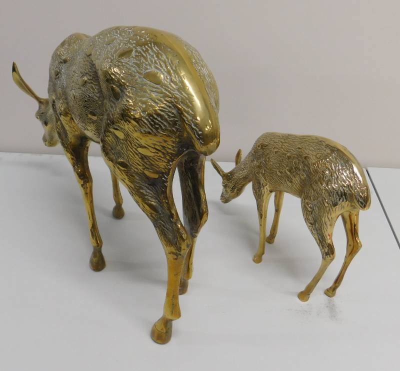 lot 67 image: Two Solid Brass Deer Decor