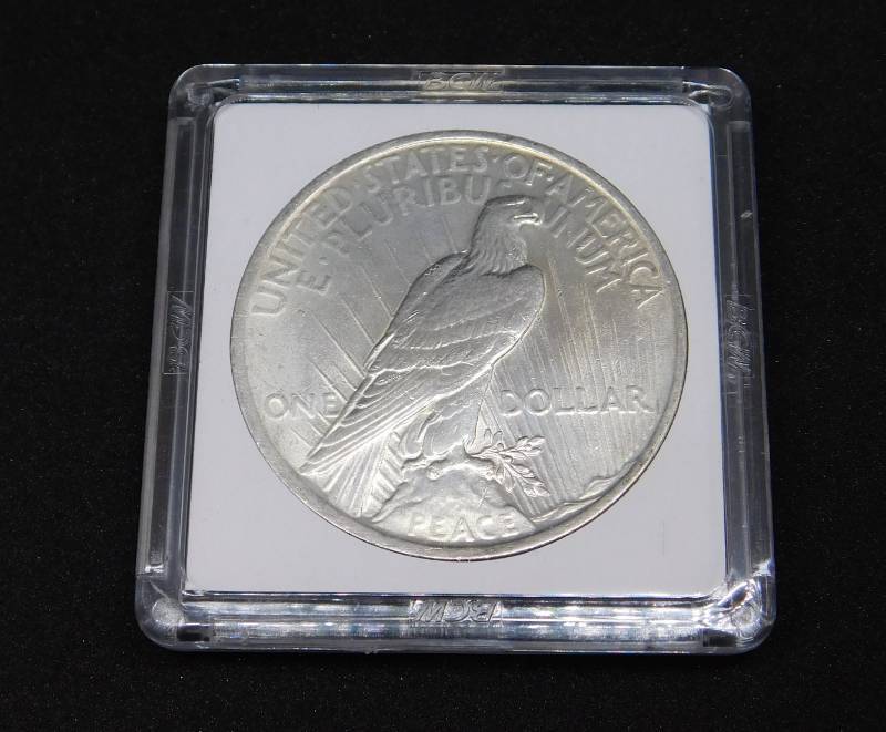 lot 24 image: 1923 Peace Silver Dollar Coin, High Quality, Brilliant in Air-Tite Holder