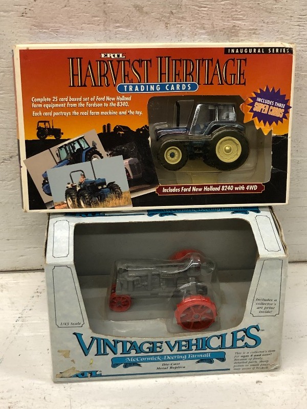 lot 34 image: (1) 143-Scale Replica Tractor & (1) Ertl Trading Card & Replica Tractor Set