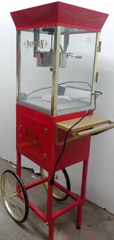 lot 1 image: Nostalgic Movie Popcorn Maker Cart, Tested as Working