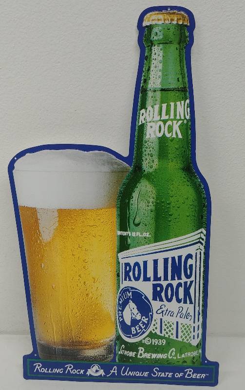lot 15 image: Rolling Rock Metal Bar Sign