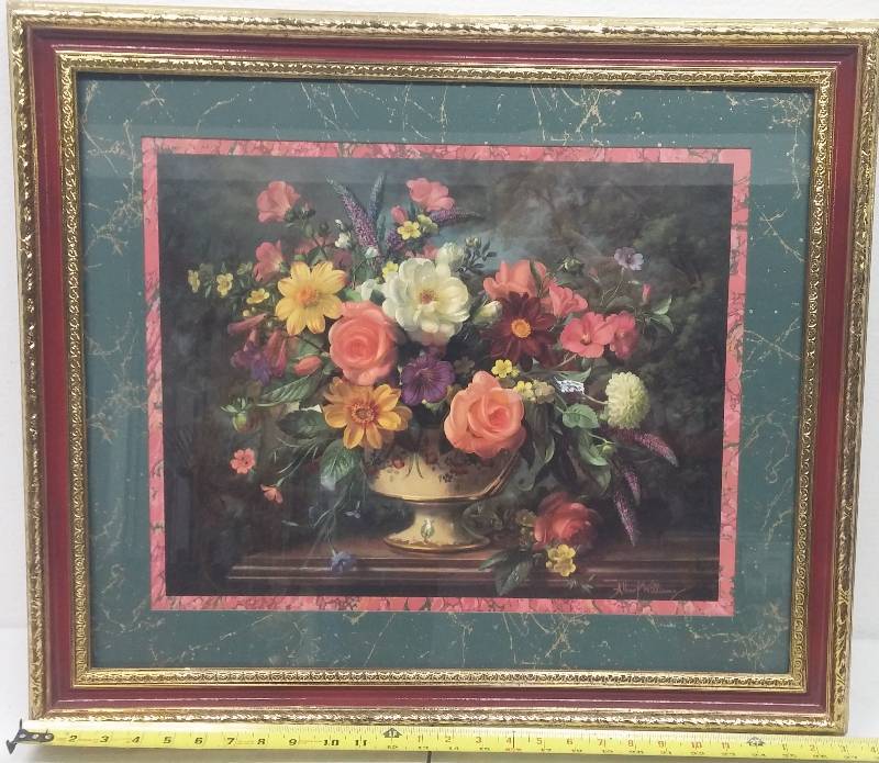 lot 10 image: Bright Floral Print in Frame