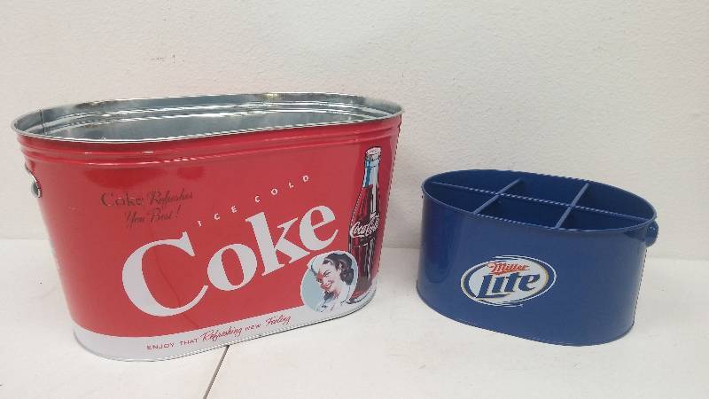 lot 69 image: Coca Cola and Miller Lite Tins