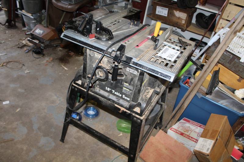 lot 306 image: Steel 10-inch Table Saw with Saw Guides, Fence, Miter Guides, Square, Level