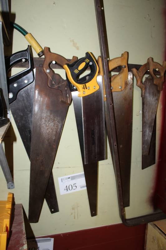 lot 405 image: Wood Hand Saws, Miter Box