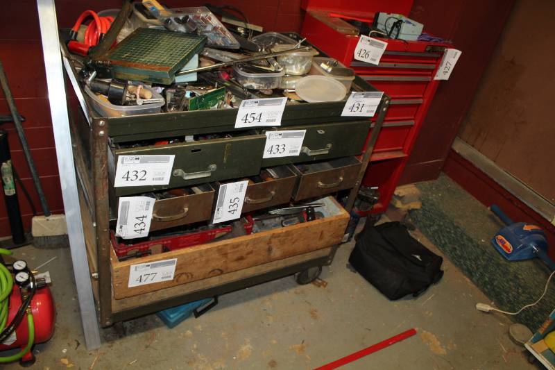 lot 454 image: Rolling Utility Cart with Pull-Out Tool Drawers