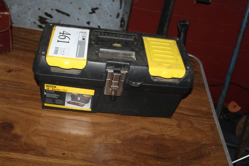 lot 461 image: Stanley 16-inch series 2000 Tool Box with Tool Tray, Drill Bits, Sockets, Extensions