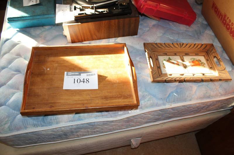 lot 1048 image: Lot of (3) Wooden Serving trays