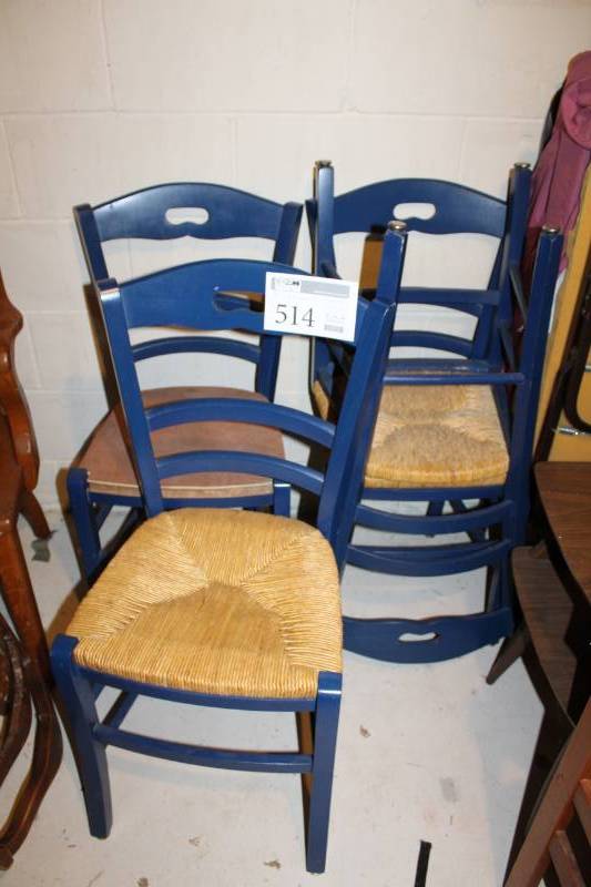 lot 514 image: Lot of (4) Wooden Framed Wicker Caned Chairs