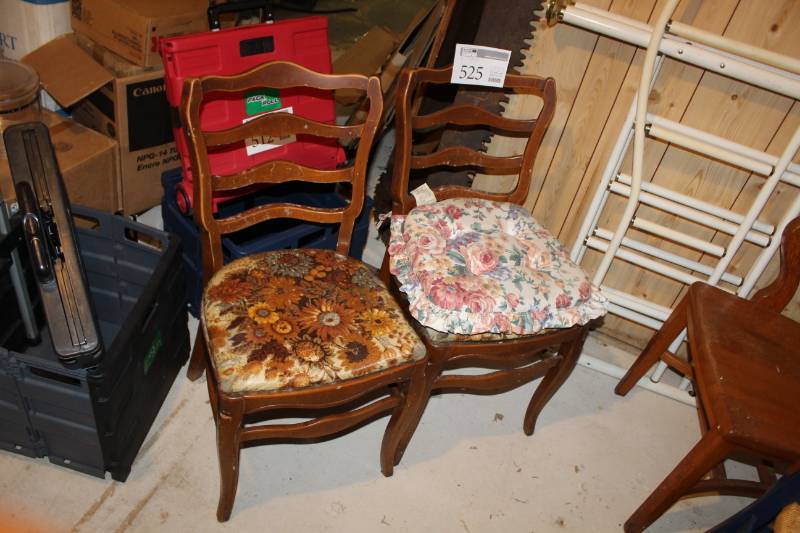 lot 525 image: Lot of (2) Wood Framed Chairs
