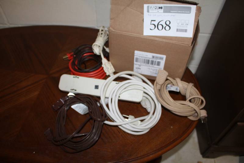 lot 568 image: Box Lot of Extension Cords and Power Strips