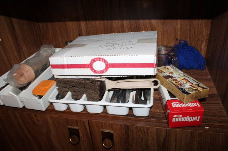 lot 564 image: Silverware with Plastic Drawer Tray, Fattigmann Cutter, Kitchen Cooking Utensils, Old Cutlery