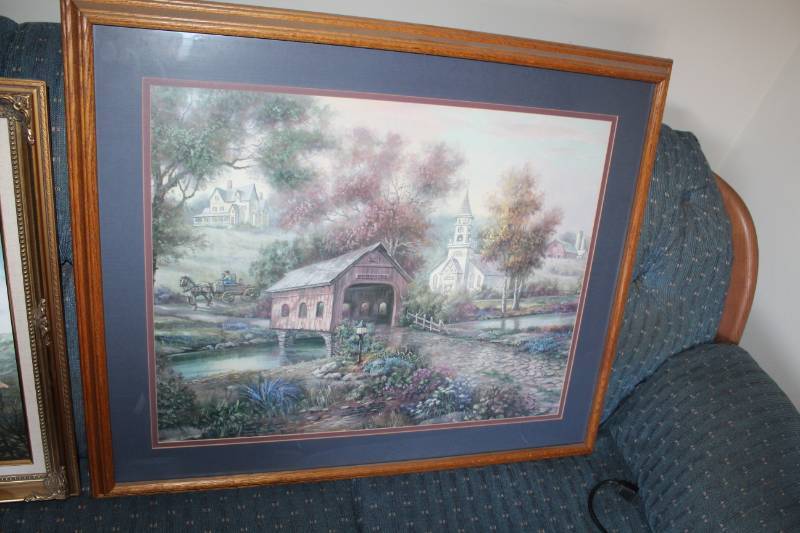 lot 1116 image: Framed Wall Art of Cottage Scenery