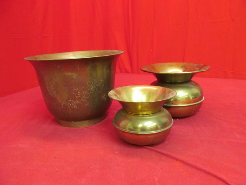 spittoons, brass flower pot