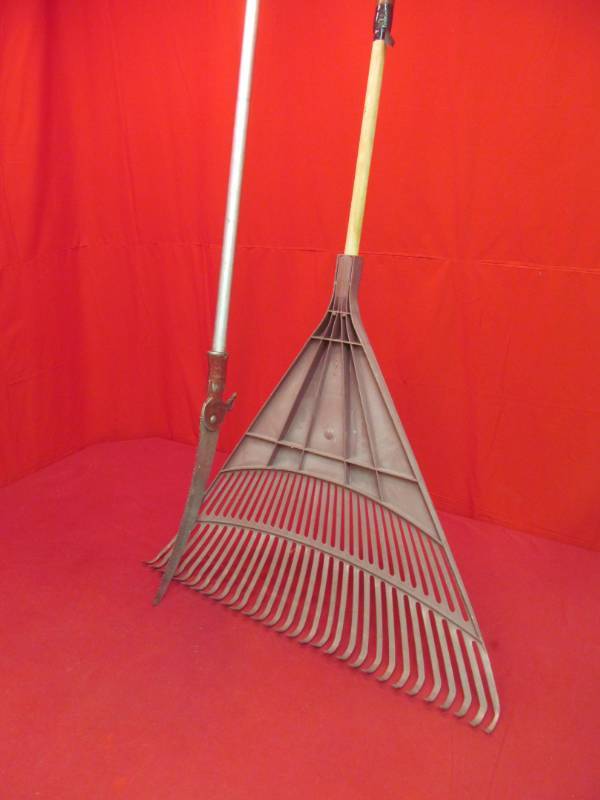 leaf rake, pole saw
