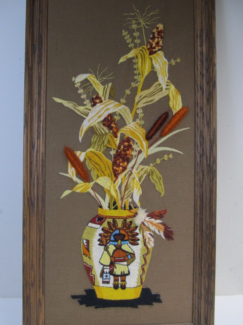 lot 14 image: Large Vintage Woven Artwork wNative American Motif