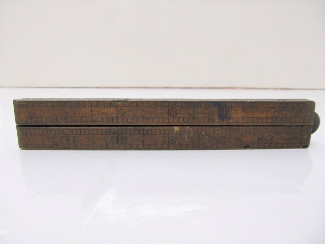 lot 164 image: antique Brass & Wood Lufkin #771 2 Folding Ruler