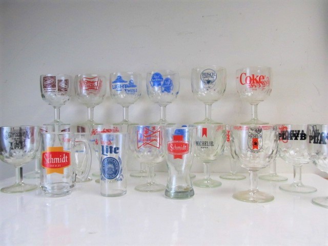 lot 41 image: Large Lot of Vintage Advertising Beer Glasses