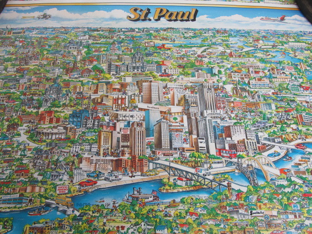 lot 44 image: 2 Vintage ST PAUL Colorful LandmarkBuilding Maps