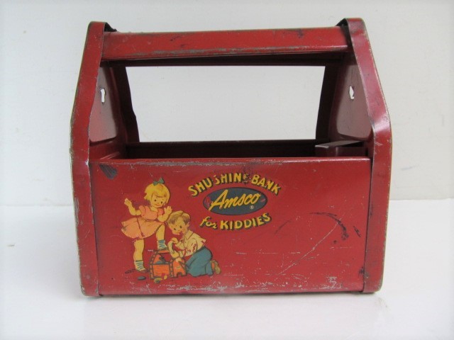 lot 82 image: Vintage 1950s Pressed Steel Toy SHU SHINE Bank