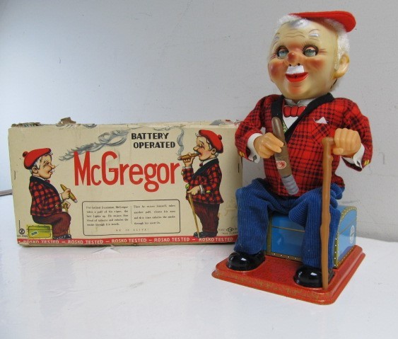 lot 88 image: Vintage McGregor Battery Operated Tin Toy wBox